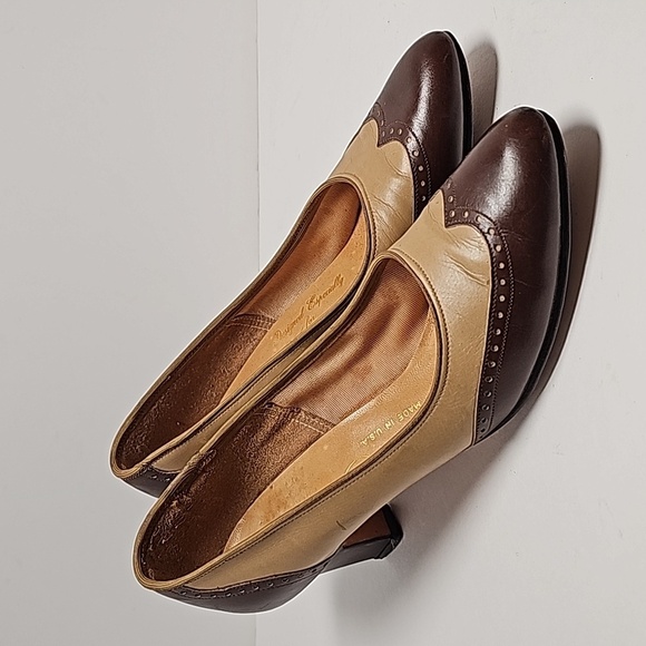VTG Thos Cort Brogue Wingtip Heels 1950s Kemper's USA 5.5 AA Retro Dress Shoes - Picture 1 of 16